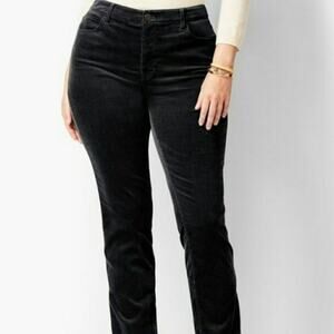 Talbots EUC Women's Curvy Black Straight Leg Velvet Jeans Size 12P